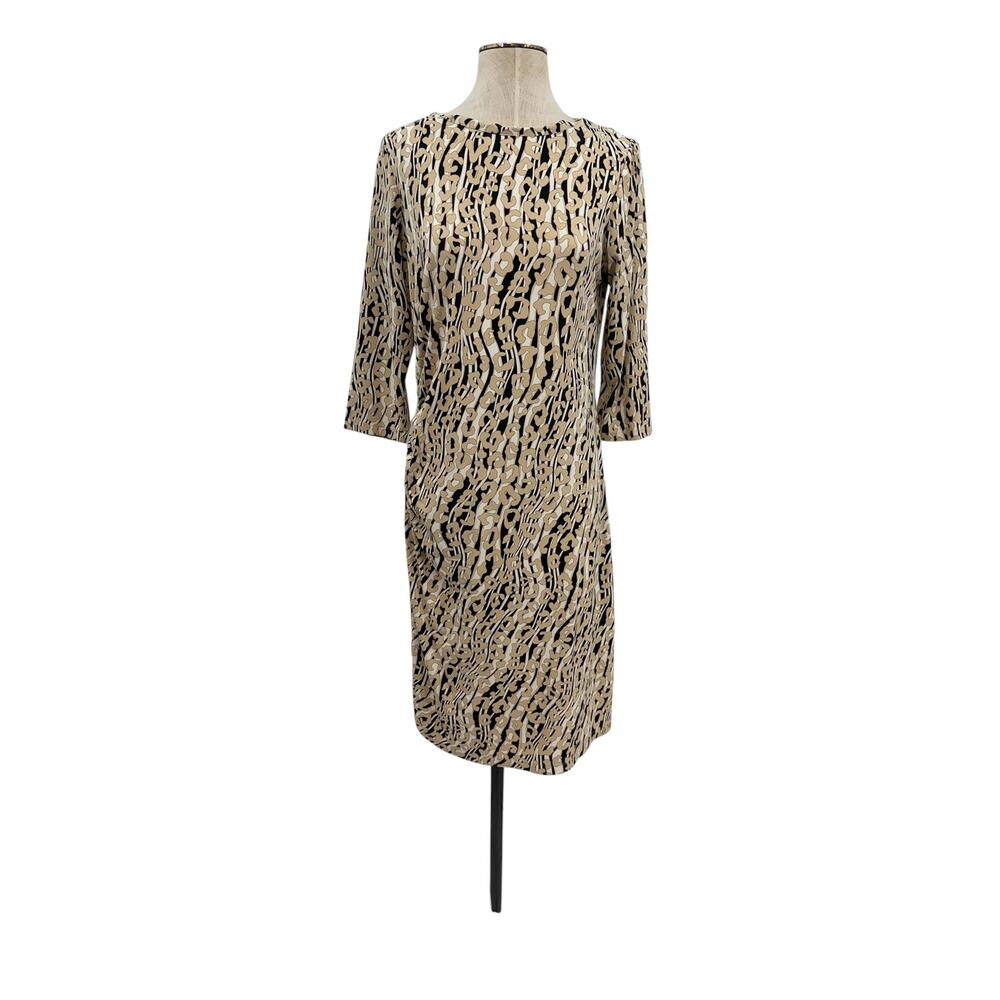 J.McLaughlin Catalina Cloth‎ Animal Print Sheath Dress 3/4 Sleeve Size Medium